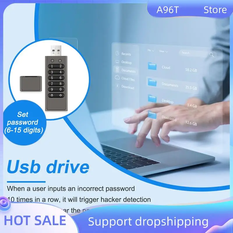 

A96T Secure USB Drive, Volkcam 32GB Encrypted USB Flash Drive Hardware Password Memory Stick With Keypad U Disk Flash