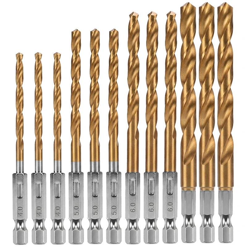 4/5/6/8mm Bearing Steel Hex Shank Twist Drill Bit Set High Hardness Metal Wood Hole Cutter Anti-slip Power Tools Accessories