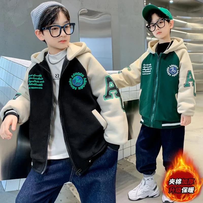 سترة للأولاد جيرسي بيسبول لخريف وشتاء 2025 سترة سميكة للأولاد #4