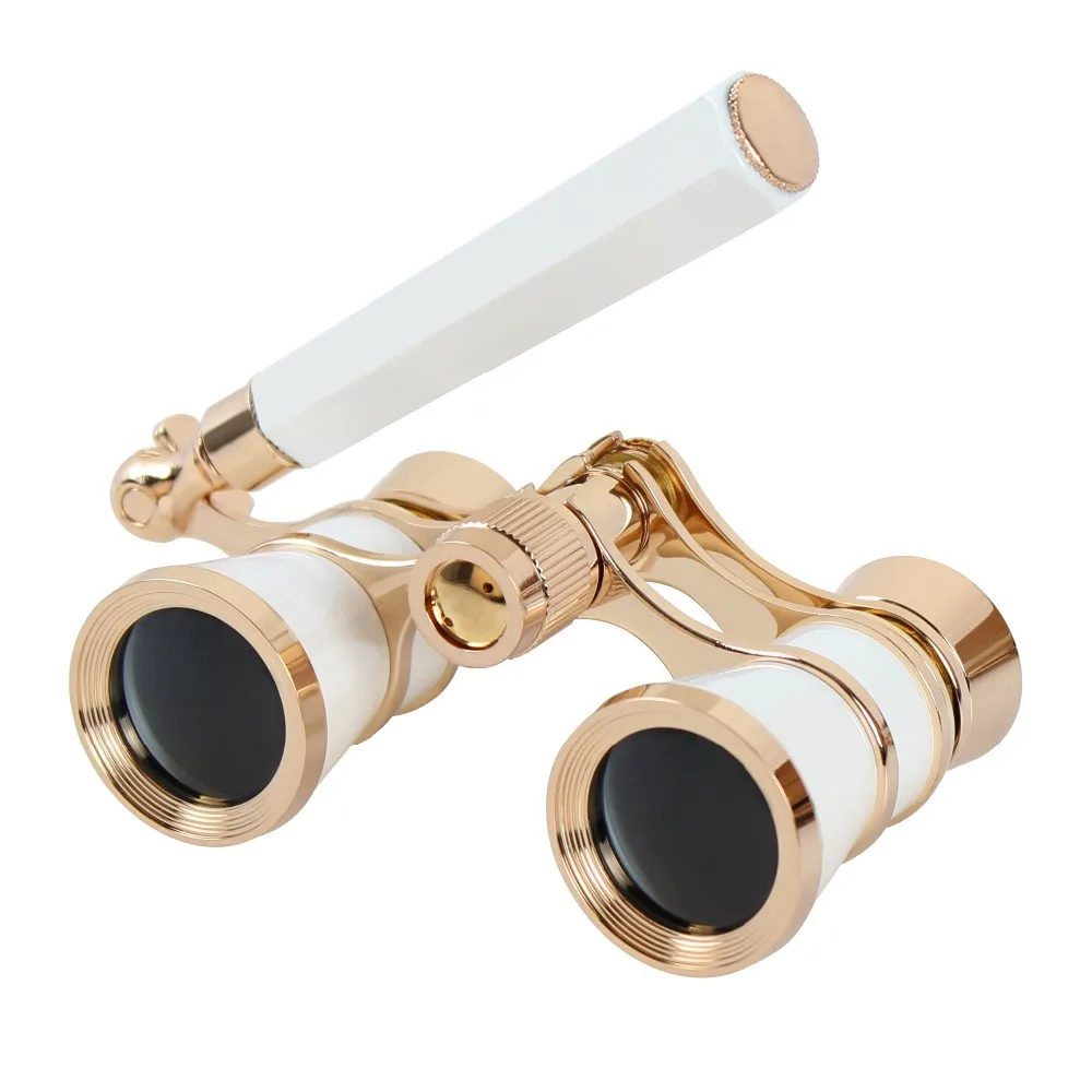 3X25 Opera Glasses Binoculars Metal Body with Chain/Handle Optical Lens Theater Telescope Retro Design Women Girls Gift