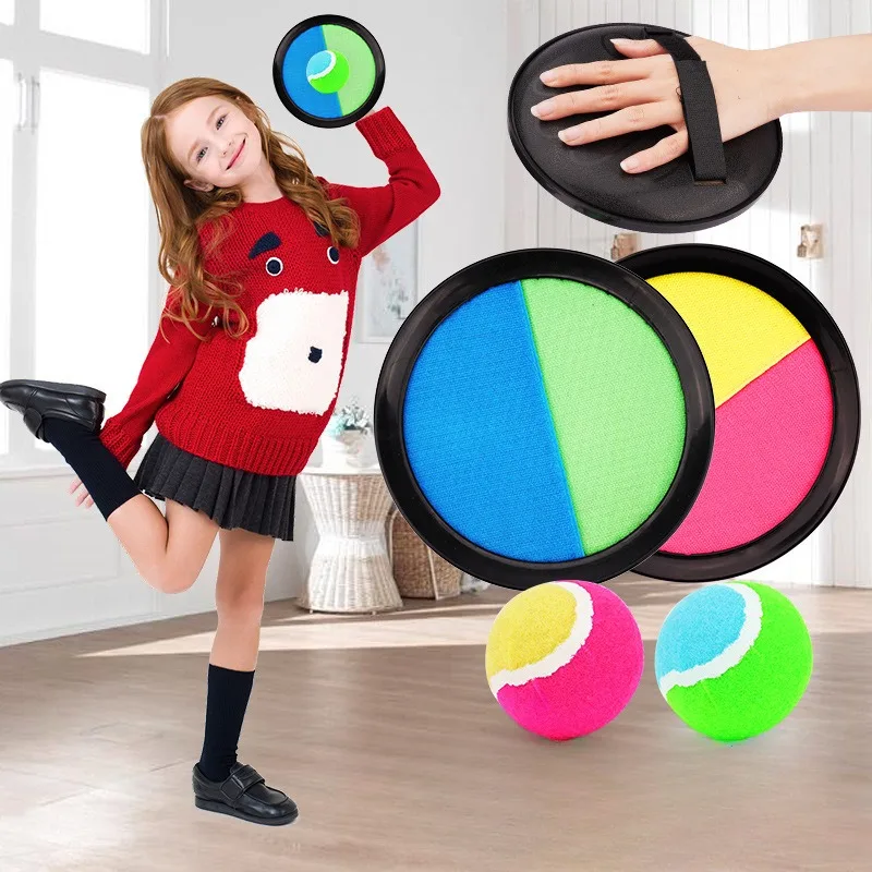 1set Children's Suction Ball Sticky Target Racket Throwing Throwing Catch Sports Equipment Family Interactive Ball Toys