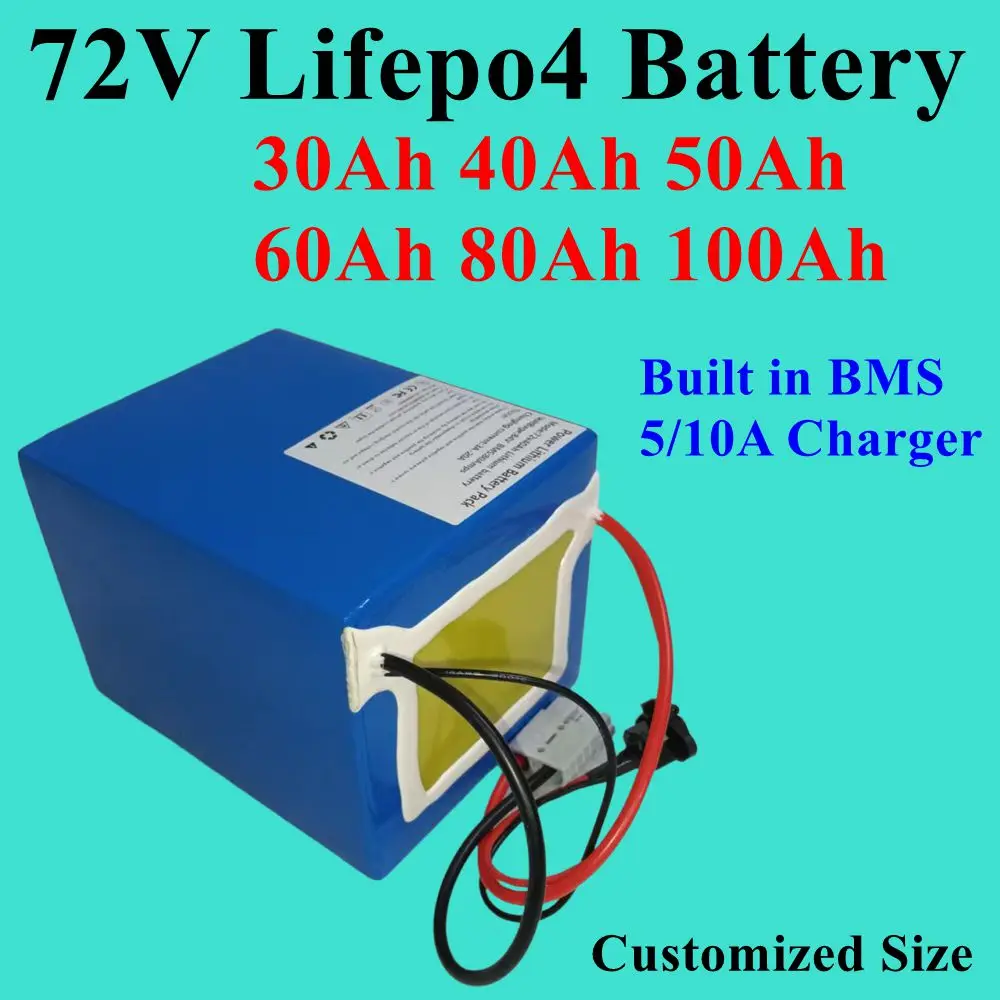 72v25Ah,30Ah 40Ah 50Ah 60Ah 80Ah100Ah lifepo4 lithium battery 24S BMS for 3000w 5000W scooter ebike Motorcycle Forklift +charger