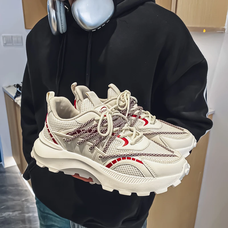 

Мужские кроссовки в стиле Dad Shoes с дышащим сетчатым верхом, на толстой подошве, повседневные спортивные туфли для лета, осени, зимы и весны