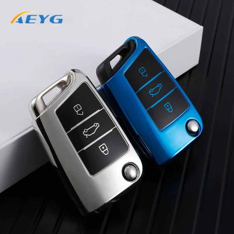 

TPU Car Key Case Cover Shell Fob For VW Volkswagen Golf 7 MK7 Tiguan MK2 Skoda Octavia Kodiaq Karoq Seat Ateca Leon Ibiza FR 2