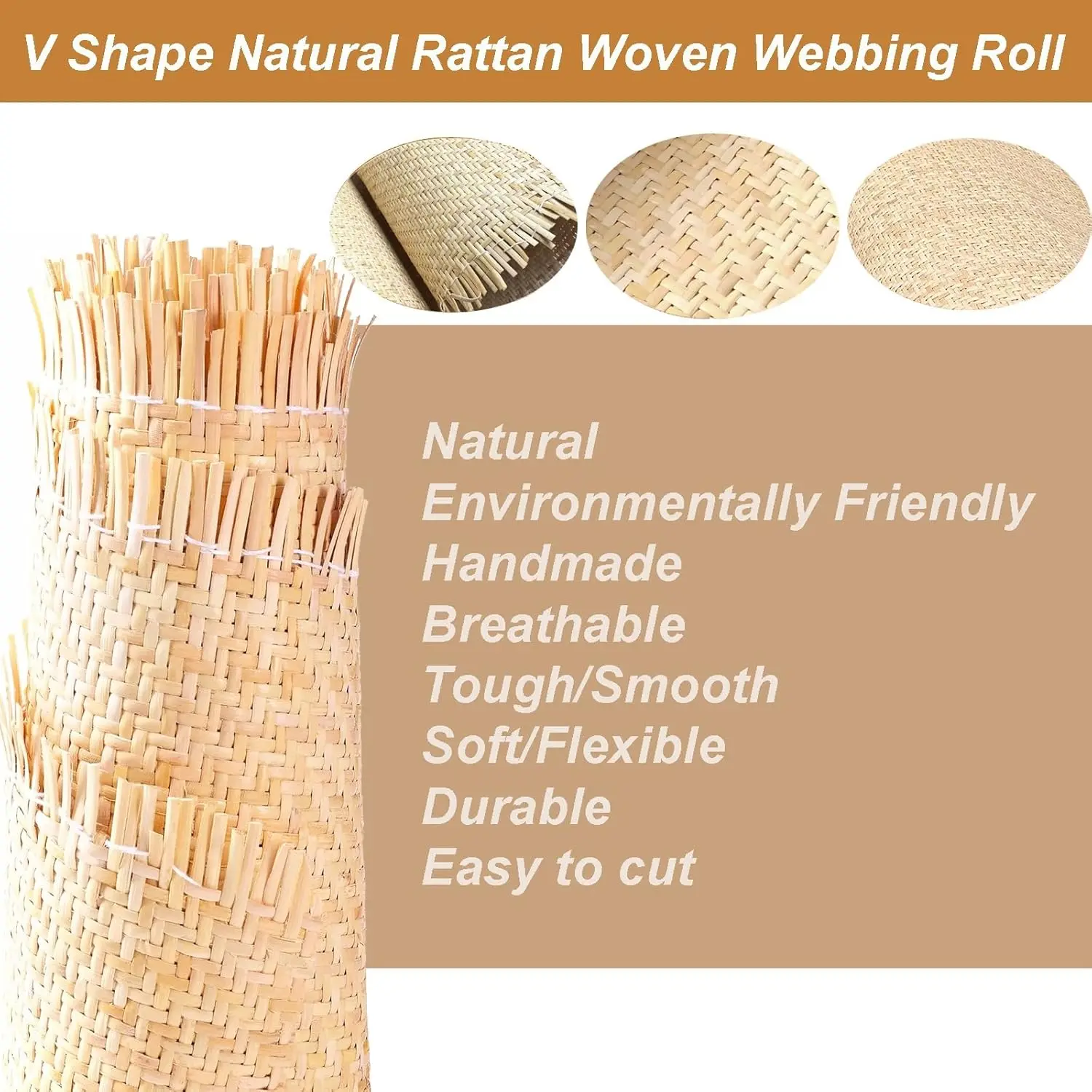Natürliches Rattan 35–100cm Breite Rattanrolle Korbmattenmaterial 7-7,5 m Korbflechtmaterial Rattanmaterial Rattanrohr für Stuhl-Kopfteil – Detail 3