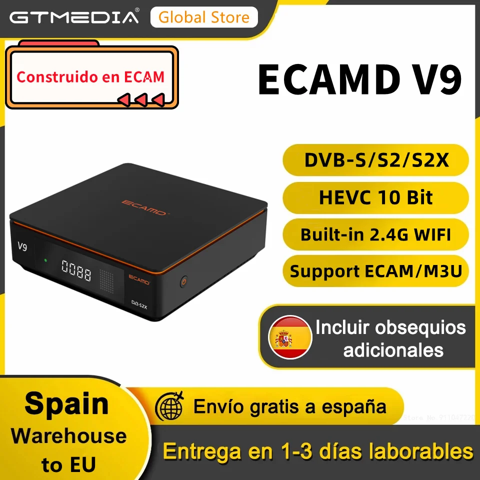 

ECAMD V9 Satellite Receiver ECAM DVB-S/S2/S2X Signal Decoder 1080P Full HD Built-in 2.4G WIFI Support Update MARS/ECAM Firmware