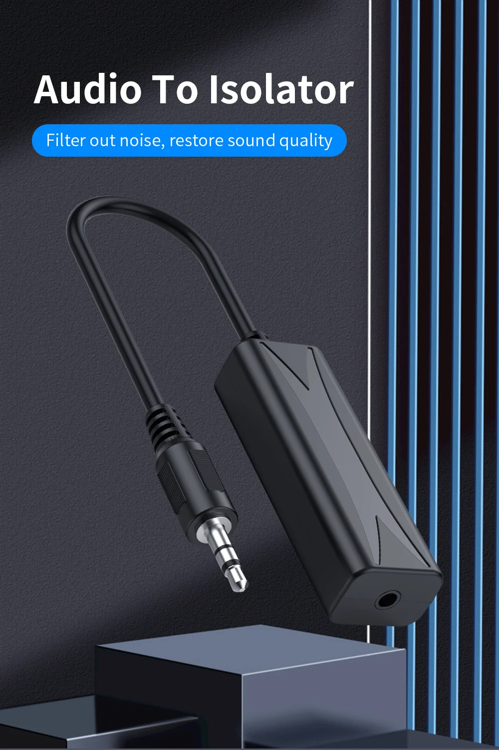 3.5mm Audio Aux Cable Anti-interference Ground Loop Noise Filter Isolator Eliminate Cancelling for Home Stereo Car Audio System