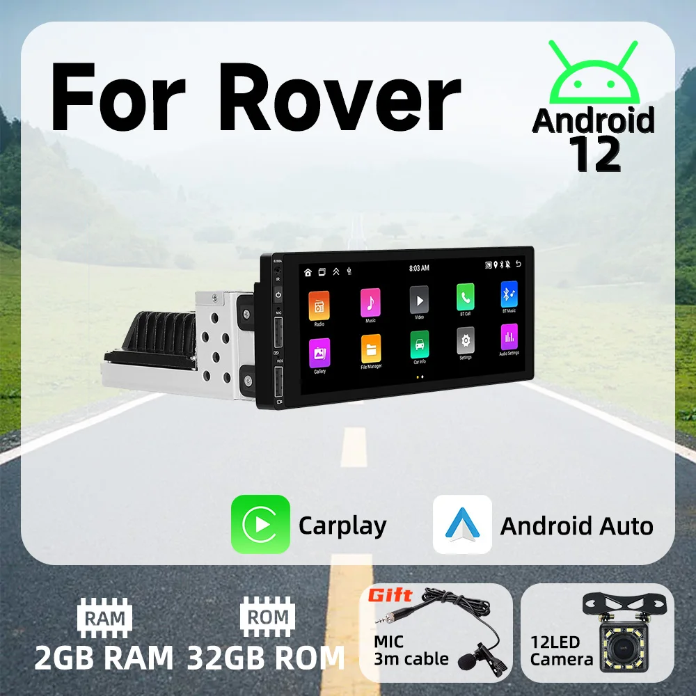 

6.9" 1 Din Android Radio Car Multimedia Player for Rover Android Auto Stereo Head Unit Carplay Autoradio GPS Navigation BT Wifi