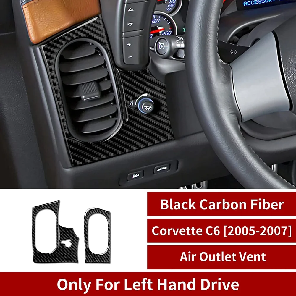Carbon Fiber Side Air Outlet Vent Cover Trim Sticker Decal for Chevrolet Corvette C6 2005 2006 2007 Interior Accessories image 2