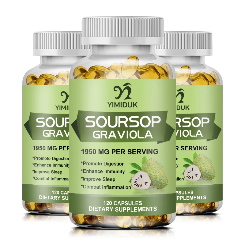 Soursop Graviola Capsules 1950mg for Powerful Antioxidant Promote Digestion & Cellular Health Strengthen Immunity