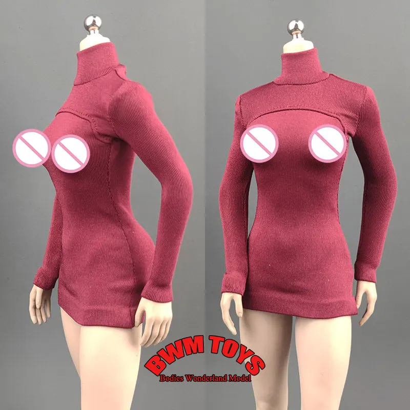 

Handmade 1/6 Scale Female Soldier Slim High Neck Long Sleeved Knitted Bodycon Shirt For 12inch Action Figure Doll