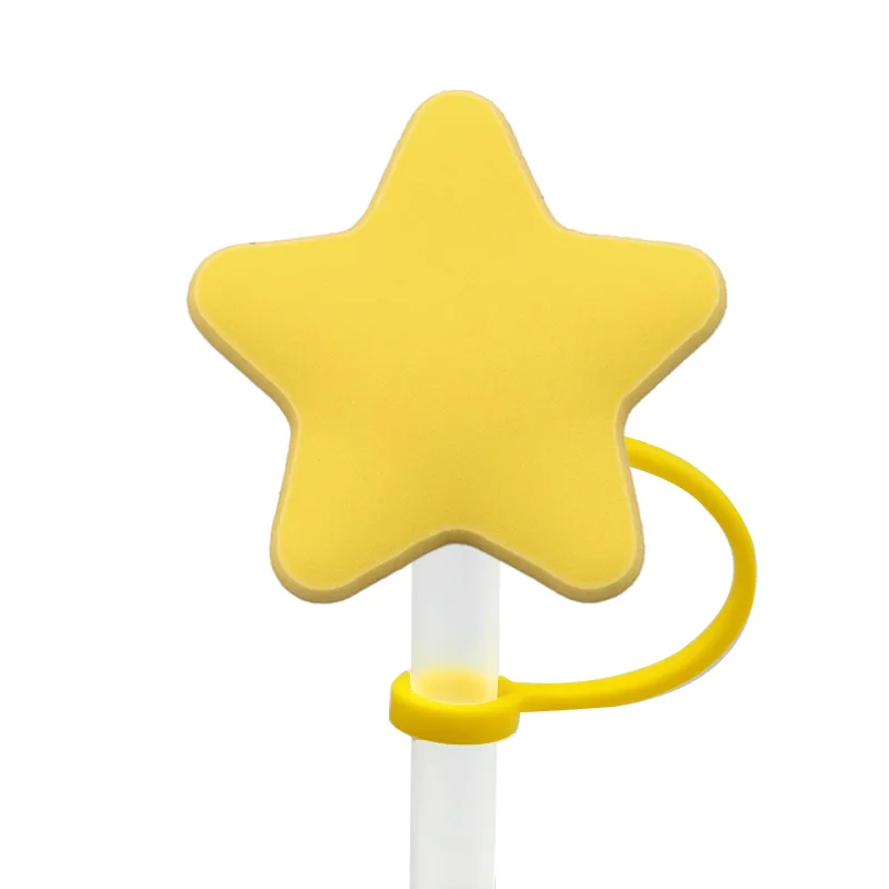 5 PCS Star Straw Cap Water Cup Straw Silicone Dust Stopper Personalized Straw Decoration for bottle straw