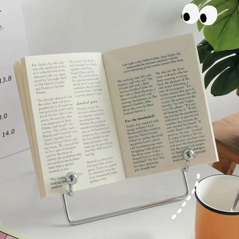 Ins Style Metal Flat Support New Silver Portable Desktop Support Creative Desktop Ornaments Book Reading Stand