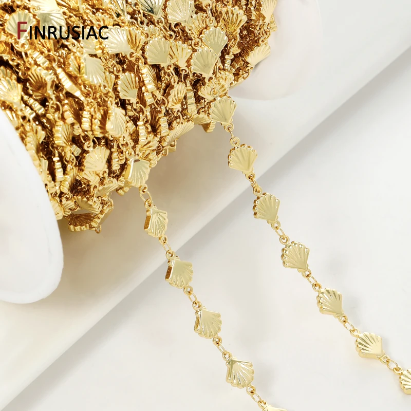 

7*8mm 18K Gold Plated Brass Shell Shape Charm Chains For Jewelry,Bulk Chains for DIY Necklace Bracelet Making Accessories