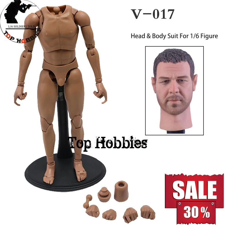 Veryhot 1/6 Scale Male Body Action Figure Narrow shoulder V-002 Russell CrowA-17 Head Sculpts Set Fit 12Inch Hottoys Collectible