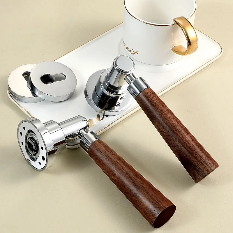 

French light luxury household universal interior door lock walnut handle magnetic silence bedroom solid wood lock