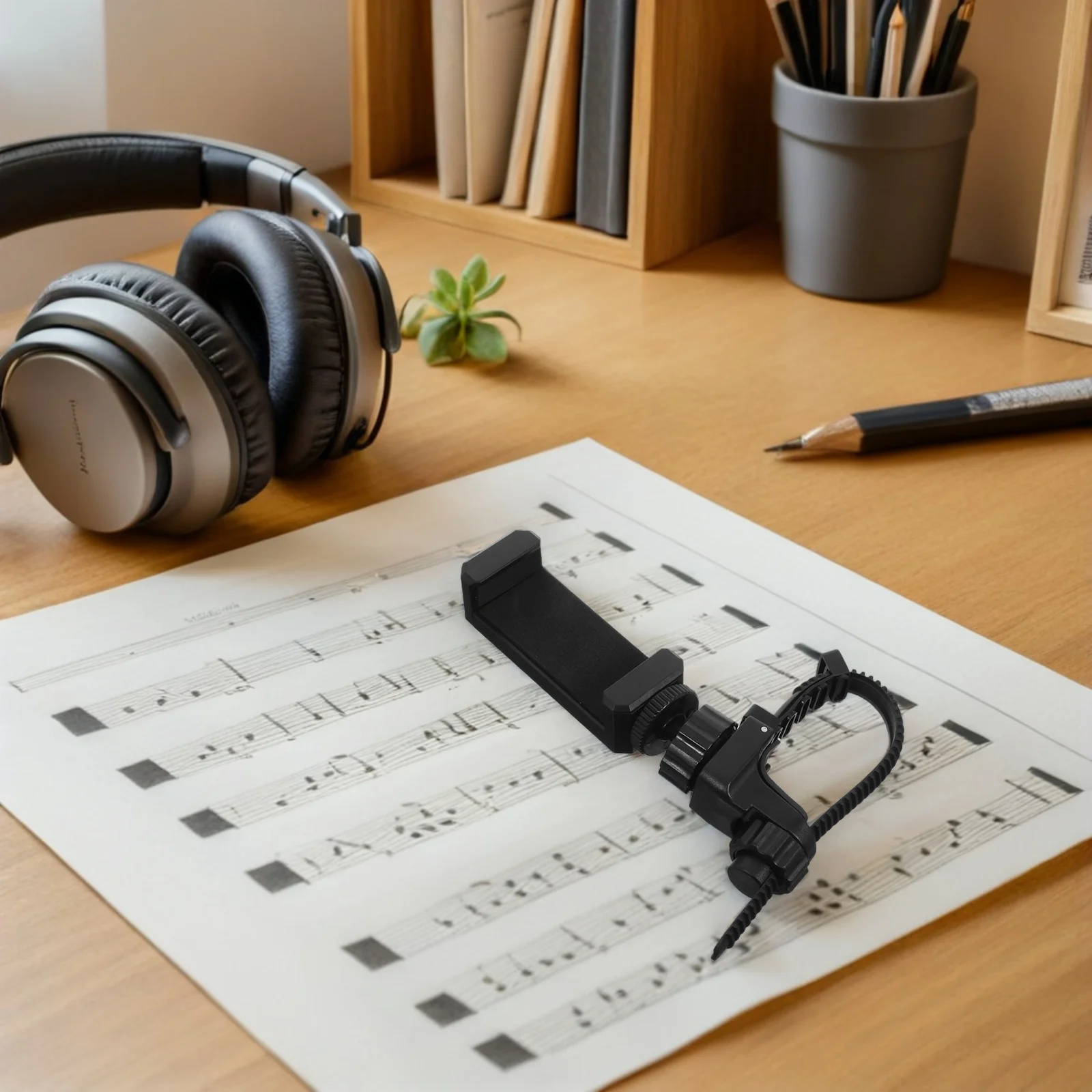 

Phone Holder Adjustable for Trumpet Trombone French Horn Black Metal Lyre Clip Brass Instrument Marching Band Practice Stand