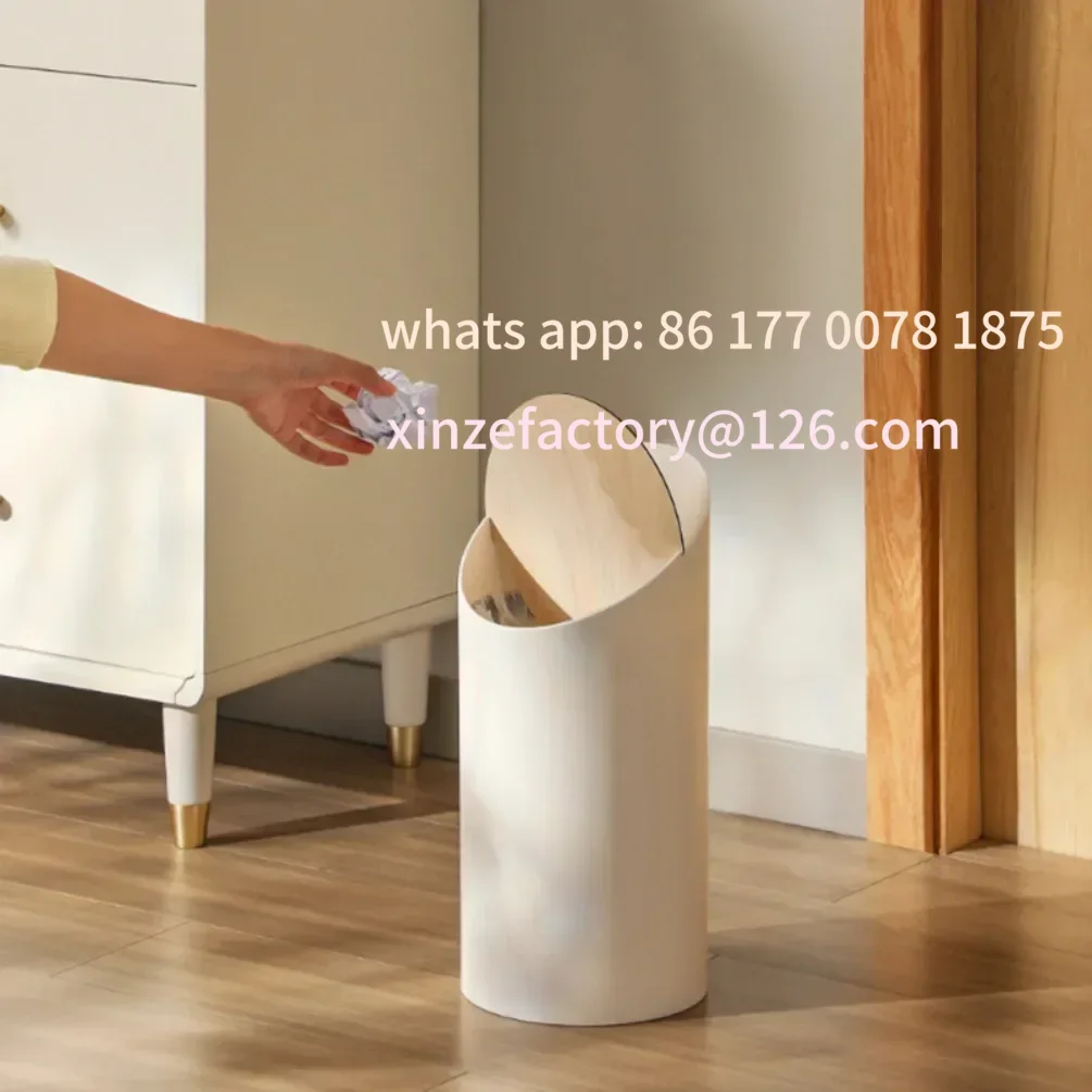 

Customizable Wooden Lid Trash Can 9L Toilet Garbage Container Household Recycle Dustbin Home Decorative Bathroom