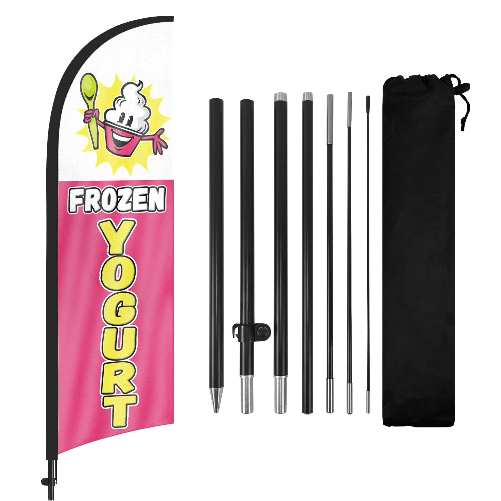 FSFLAG 1PCS 280CM The Yogurt Feather Flag with Flagpole Advertising Outdoor Banner Decoration for Businesse and Storefront