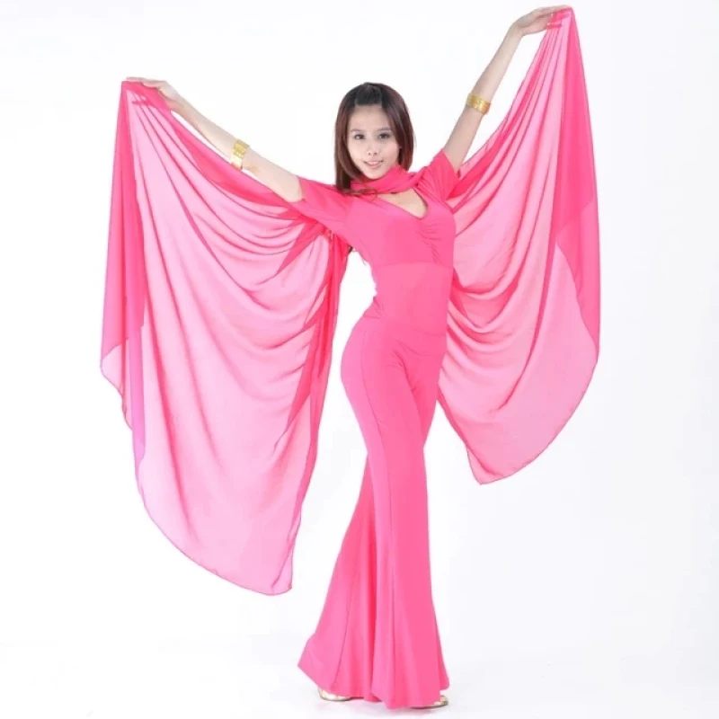 Belly Dance Chiffon Veil Shawl Scarf Women Hip Wrap Belt Dancer Skirt Show Costumes for India Stage Performance Dancing Veils