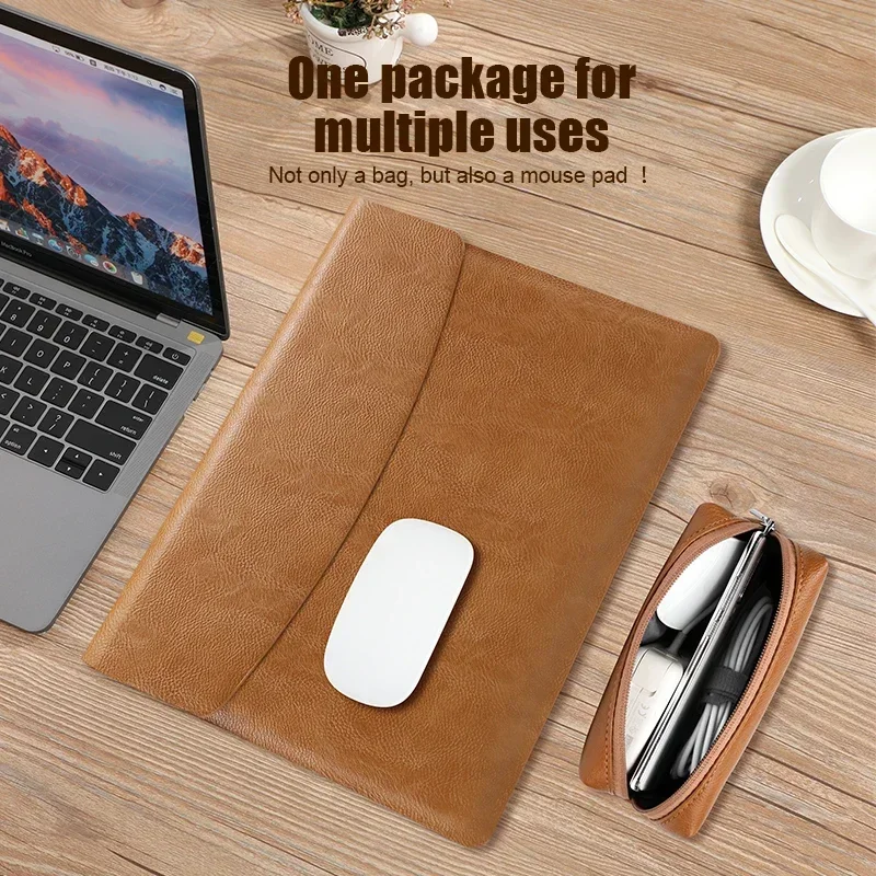 Computer Sleeve Case for ( MacBook Mac Book pad ) Air M1 M2 13 14 15 6 16 Pro 12 9 11 Inch Cover Bag Pouch Briefcase Leather