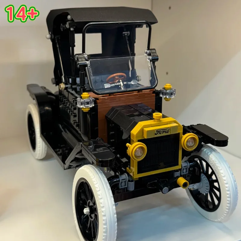 New 1060 Pcs Retro Old Car Building Brick Toy DIY Assemble Vintage Auto Model Tabletop Display For Fans