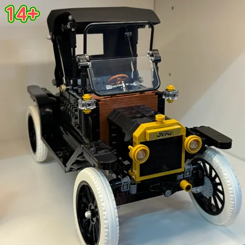 New 1060 Pcs Retro Old Car Building Brick Toy DIY Assemble Vintage Auto Model Tabletop Display For Fans