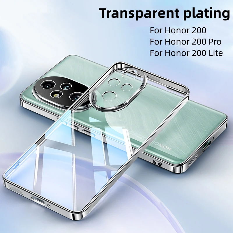 Case for Honor 200 200Pro 200 Lite Cover Luxury Transparent Electroplating TPU Phone Cases for Honor 200 Shockproof Shell Funda