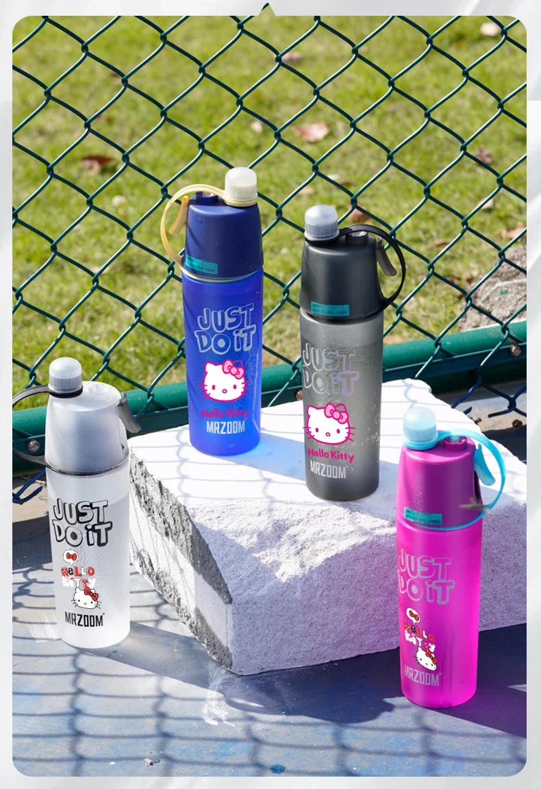 600ML Outdoor Sports Large Capacity Plastic Water Bottle Cute Cartoon Hello Katty spray Water Replenishment Portable Children