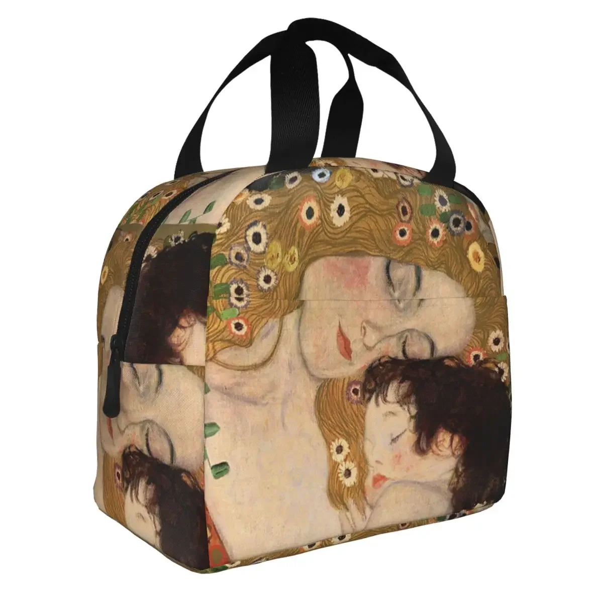 Gustav Klimt Freyas Insulated Lunch Bags Cooler Bag Meal Container Mother and Child Leakproof Lunch Box Tote Food Storage Bags