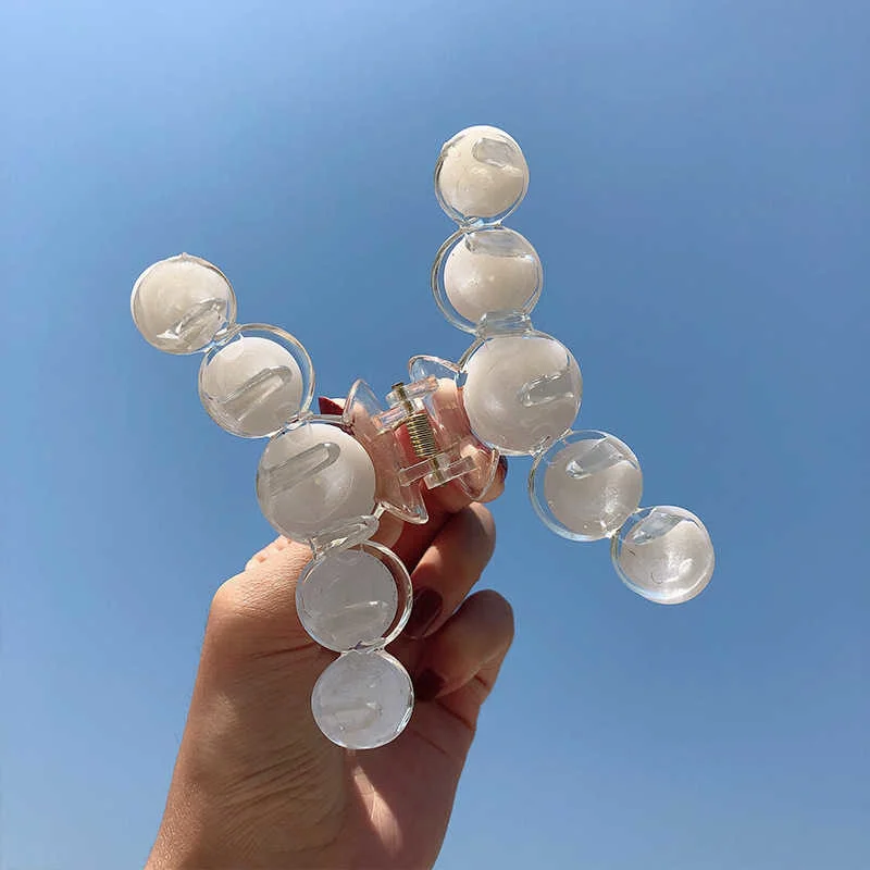 Acryl-Perlen-Haarklammer für Damen, Modische Transparente Hohle Geometrische Badeklammer, Einfaches Haaraccessoire – Detail 8