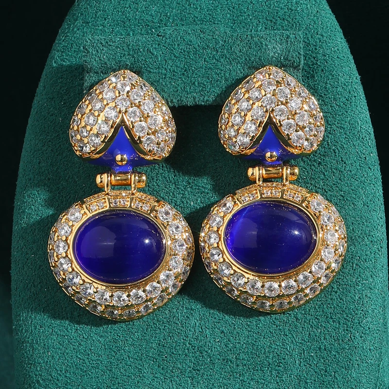 Vintage Fashion Jewelry Brands - Boucles d'oreilles Vintage en Lapis Lazuli