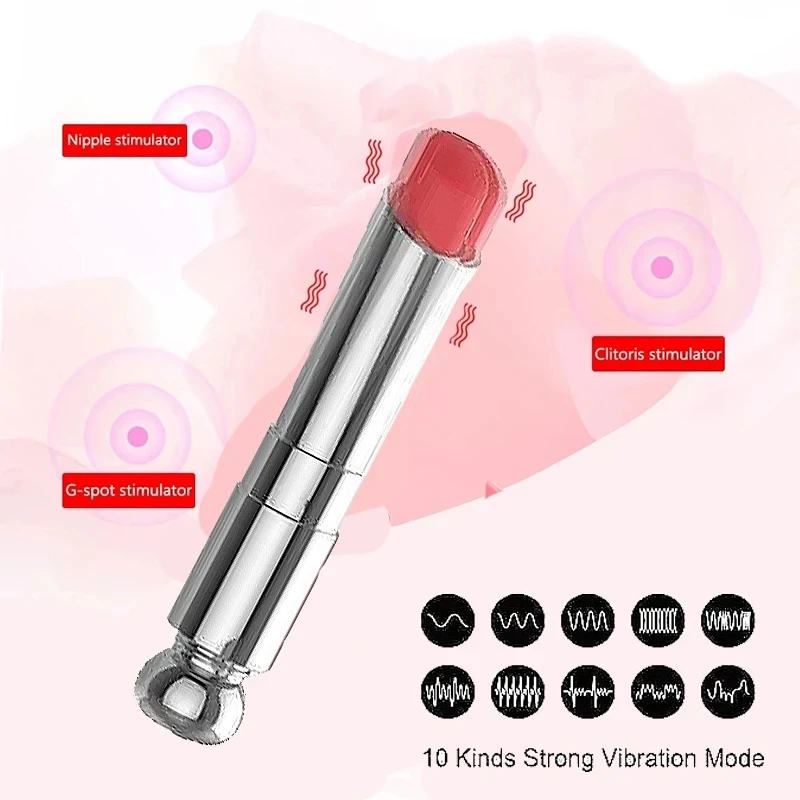 Mute Vibrator Clitoris Stimulator Compact Mini Lipstick Vibrator Waterproof G-Spot Stimulating Sex Toys for Woman Masturbator