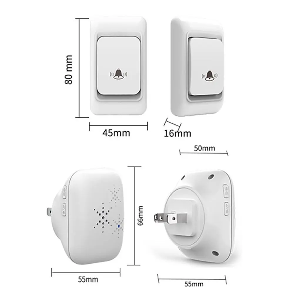 US Adjustable Volume Home Outdoor Ultra Long Distance Garden Wireless Doorbell Emergency Call Device Chimes Set Wireless Pager