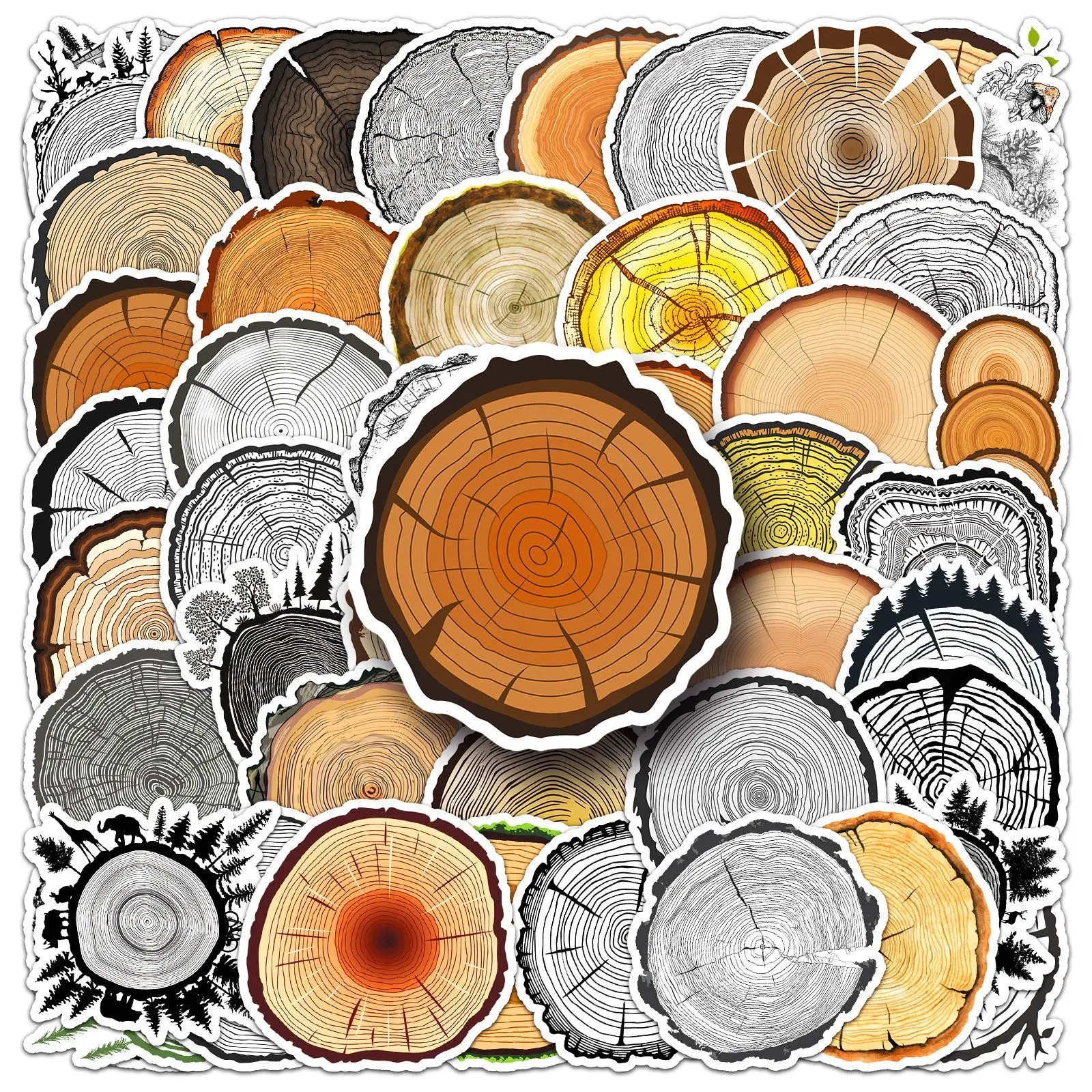 10/30/50PCS Growth Rings Stickers Funny Tree Graffiti Sticker Scrapbook Luggage Laptop Guitar Car Bike Skateboard Decals Toy