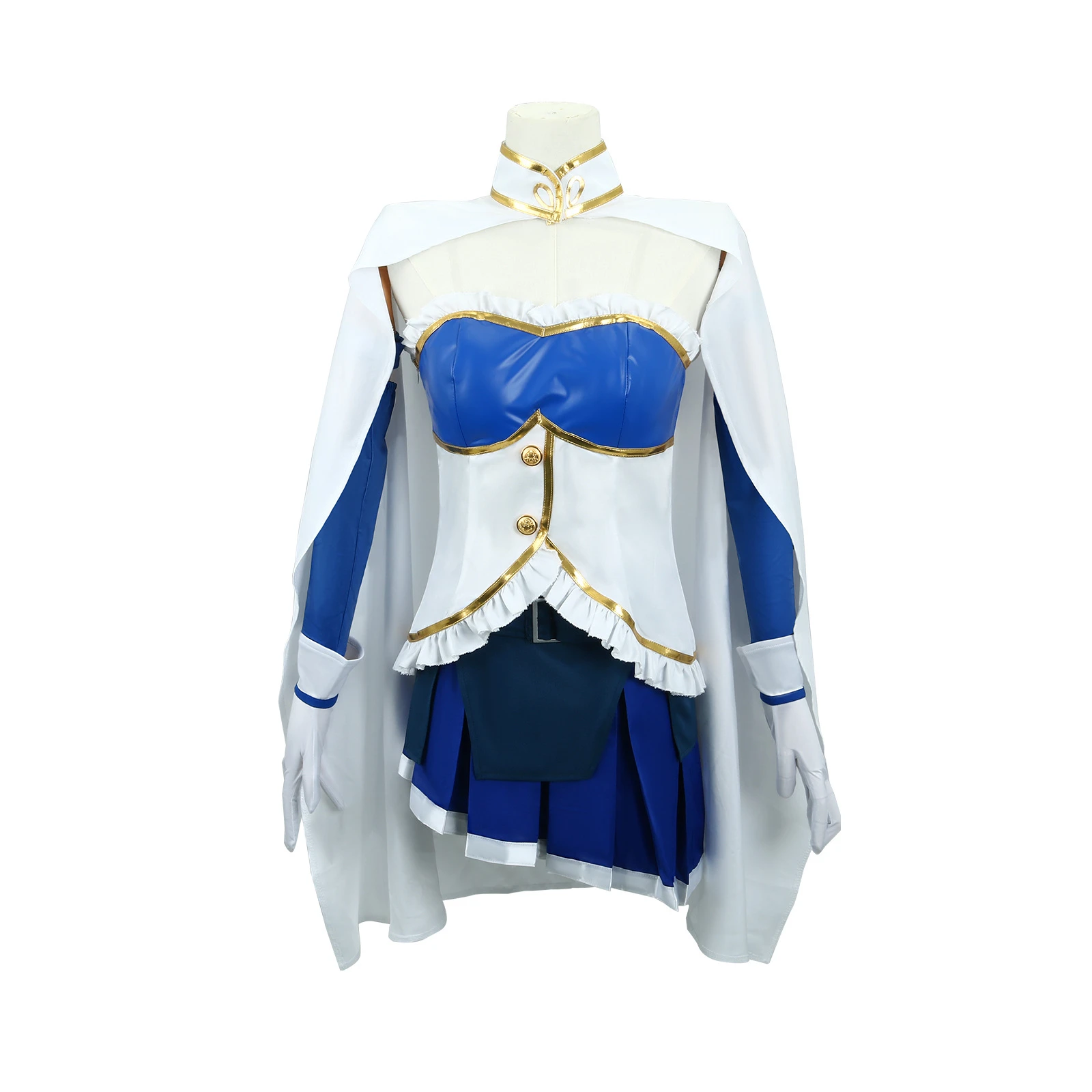 Disfraz de Miki Sayaka, vestido camisero azul con guantes, conjunto completo para juego de rol, vestido de cómic Con, pelucas para fiesta de Todos los Santos