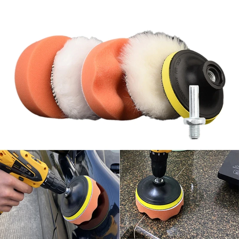 6Pcs Car Polishing Disc Sponge Pads Kit Auto Detailing Waxing Polish Machine Buffering Sponge Remove Scratches Wax Pads