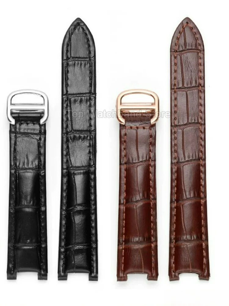 Waterproof Breathable Lined Genuine Leather Watch Strap 18x10mm 20x12mm 21x15mm for Cartier PASHA Series Watch Accessories