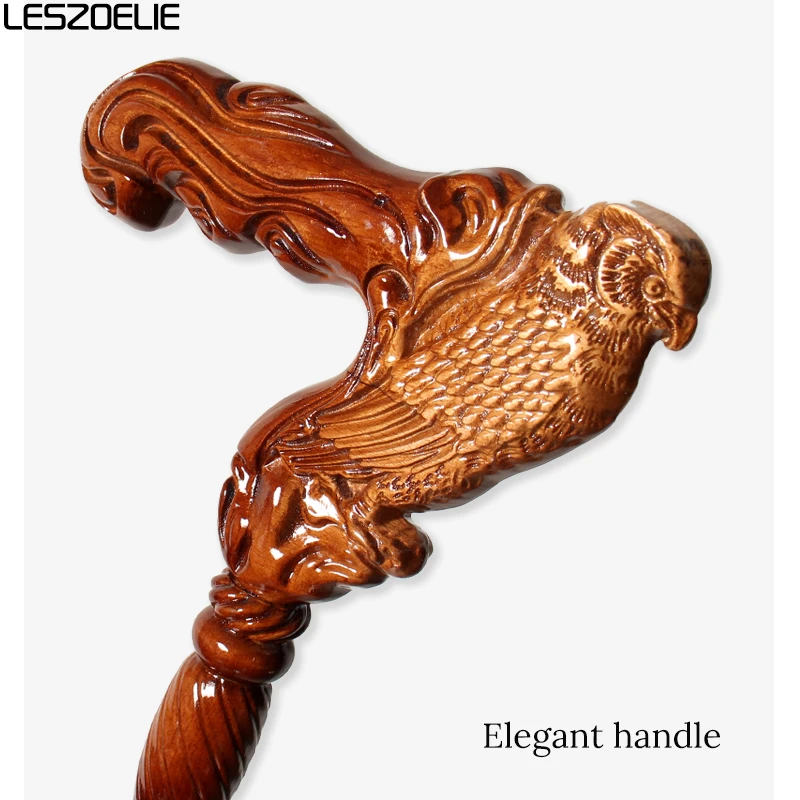 قصب مشي خشبي أنيق مع مقبض رأس بومة قابل للفصل من خشب الزان الألماني البني المحمر للرجال والنساء