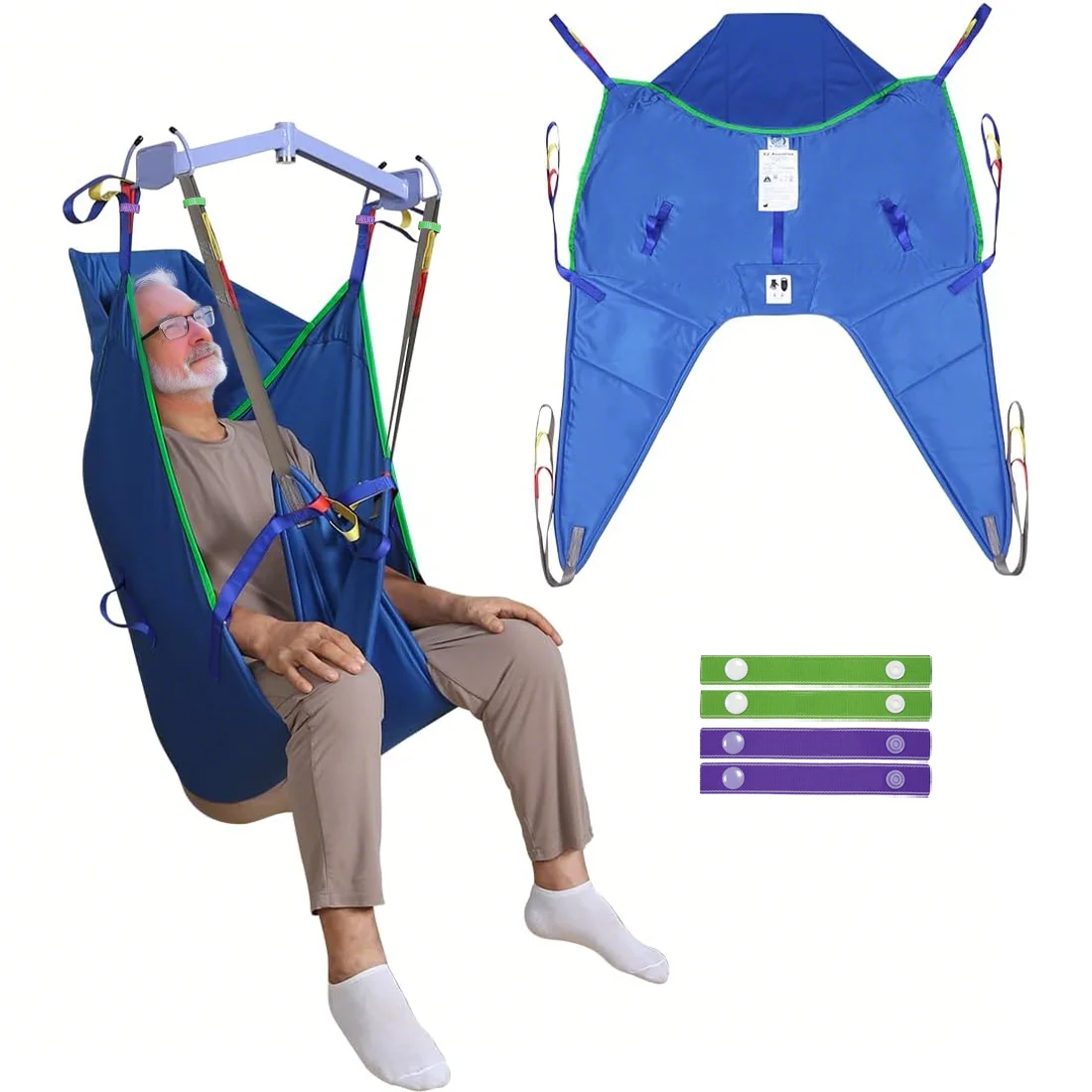 Ehucon Universal Patient Lift Sling，Padded Back Support and Divided Leg Design, Heavy Duty Transfer Sling for Disabled Elderly