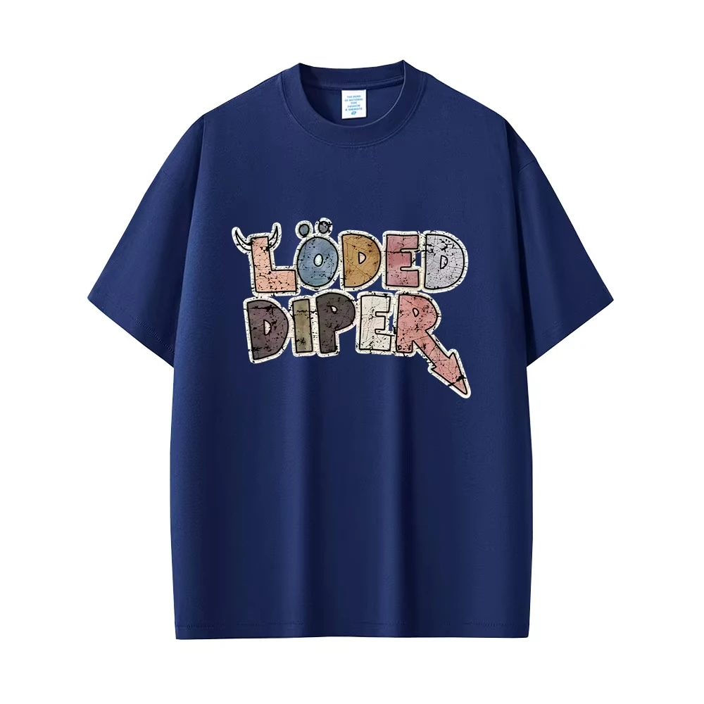 Men's and Women's Casual Retro Short Sleeved T-shirt Loded Diper Pattern T-shirt Men's Rock T-shirt Men's Streetwear Harajuku