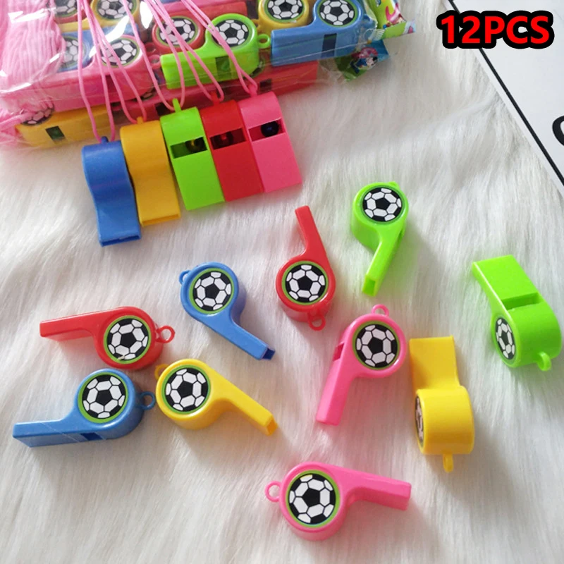 

12PCS Mini Whistle With Rope Children Kids Sports Football Soccer Rugby Cheerleading Fans Cheer Whistles Birthday Party Gifts