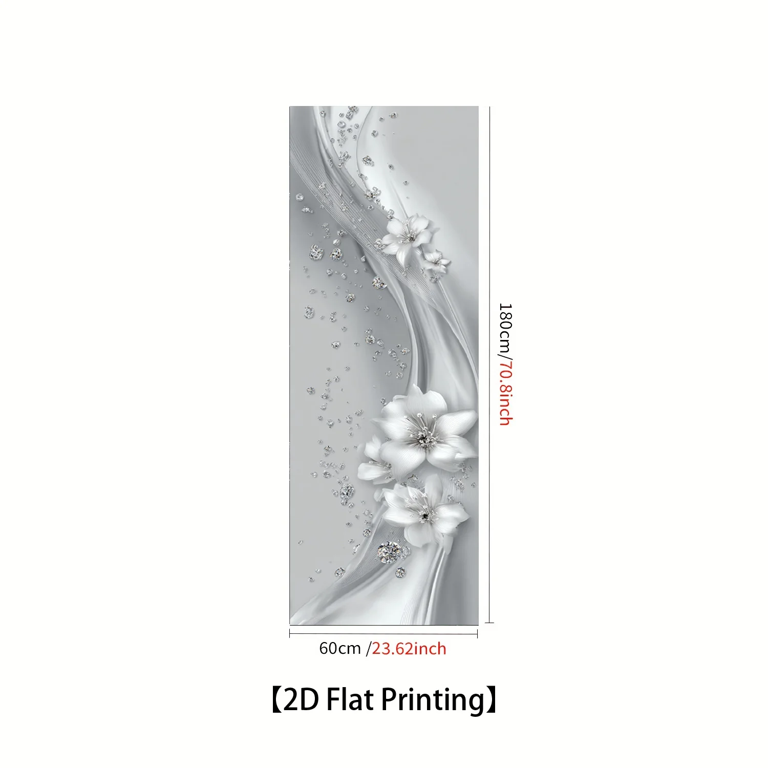of Printed Refrigerator Sticker, Measuring 60×180 Cm, Featuring a Silver Floral Diamond Shadow Design. This Self-Adhesive Wall view 3