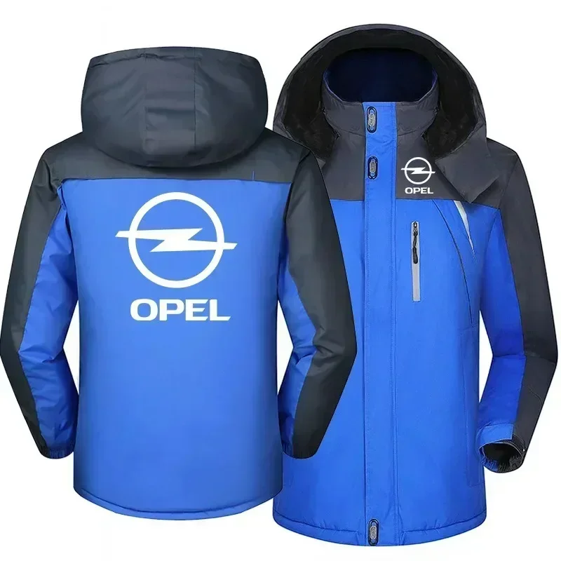 Nova moda de inverno masculina opel logotipo velo jaquetas à prova dwaterproof água engrossar hoodies zíper quente alta qualidade outwear moletom