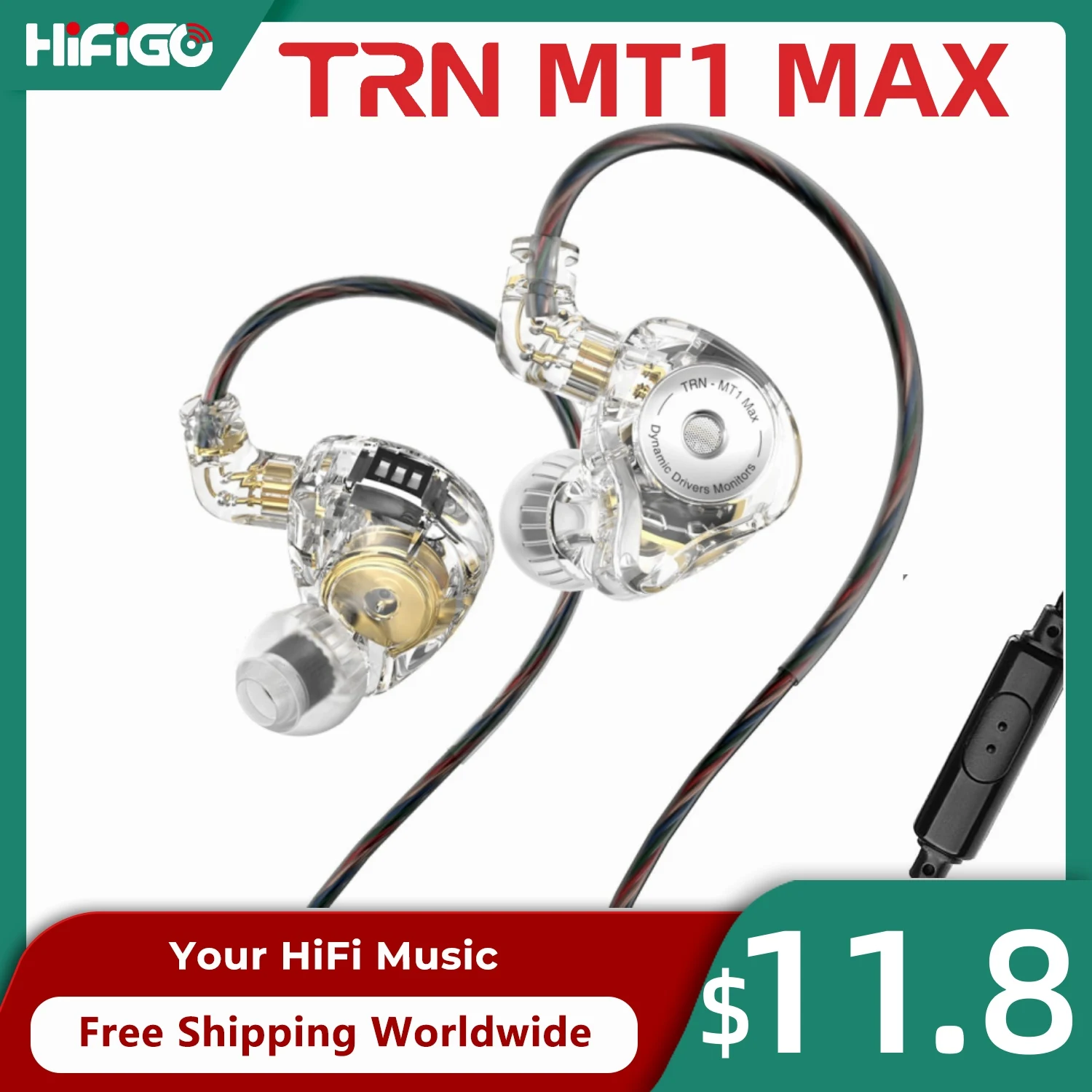 TRN MT1 MAX 10mm Dual Magnet Dynamic Driver In-Ear Monitors Earphone IEM I 3 Switch I 4 Tuning Styles I Swappable Cable 2pin 3.5