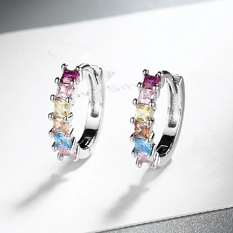 HuiSept Korean Style Zircon Women Earrings 925 Silver Jewelry Accessories for Wedding Engagement Party Bridal Gifts Wholesale image 5