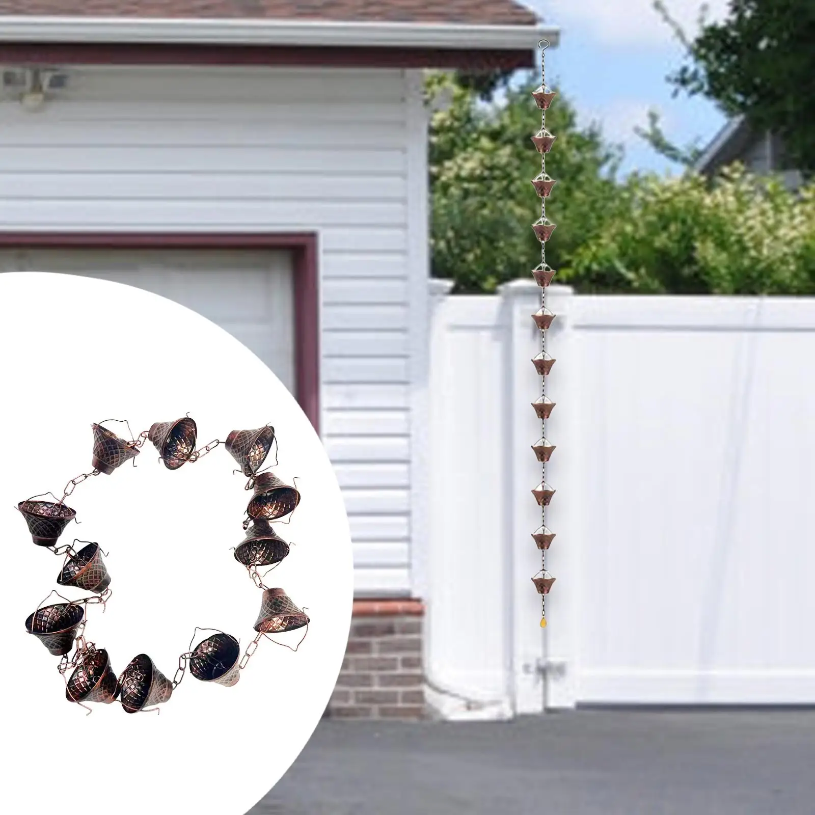 

Rain Chain for Gutter Rainwater Diverter Sheds for Divert Water Home Patio Deck