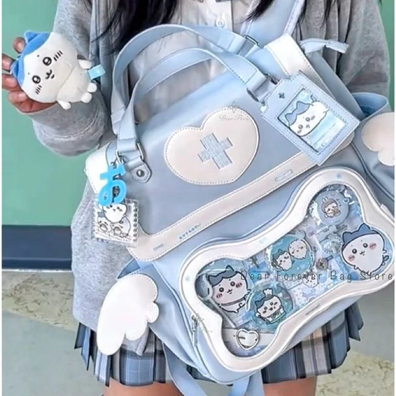 Y2K Cute Clear Ita Bag Women Lolita Backpack Kawaii Girl Transparent Pocket DIY Display Shoulder Bag Rucksack Doll Tote Handbags