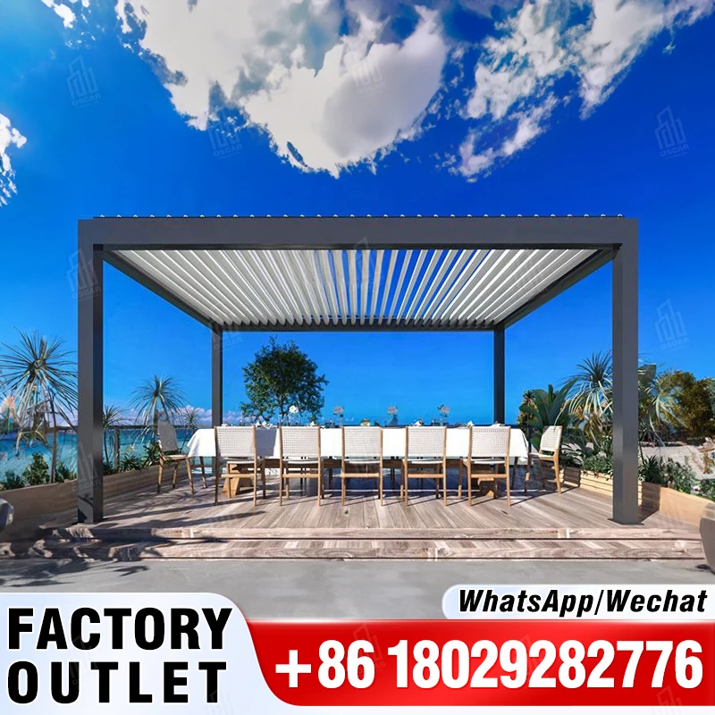 3x3 3x4 4x3 4x4 4x5 4x6 6x3 6x4 6x5 6x6m Modern Garden Outdoor Aluminum Louvered Pergola Pavilion Gazebo Pergole Pergula Pergola