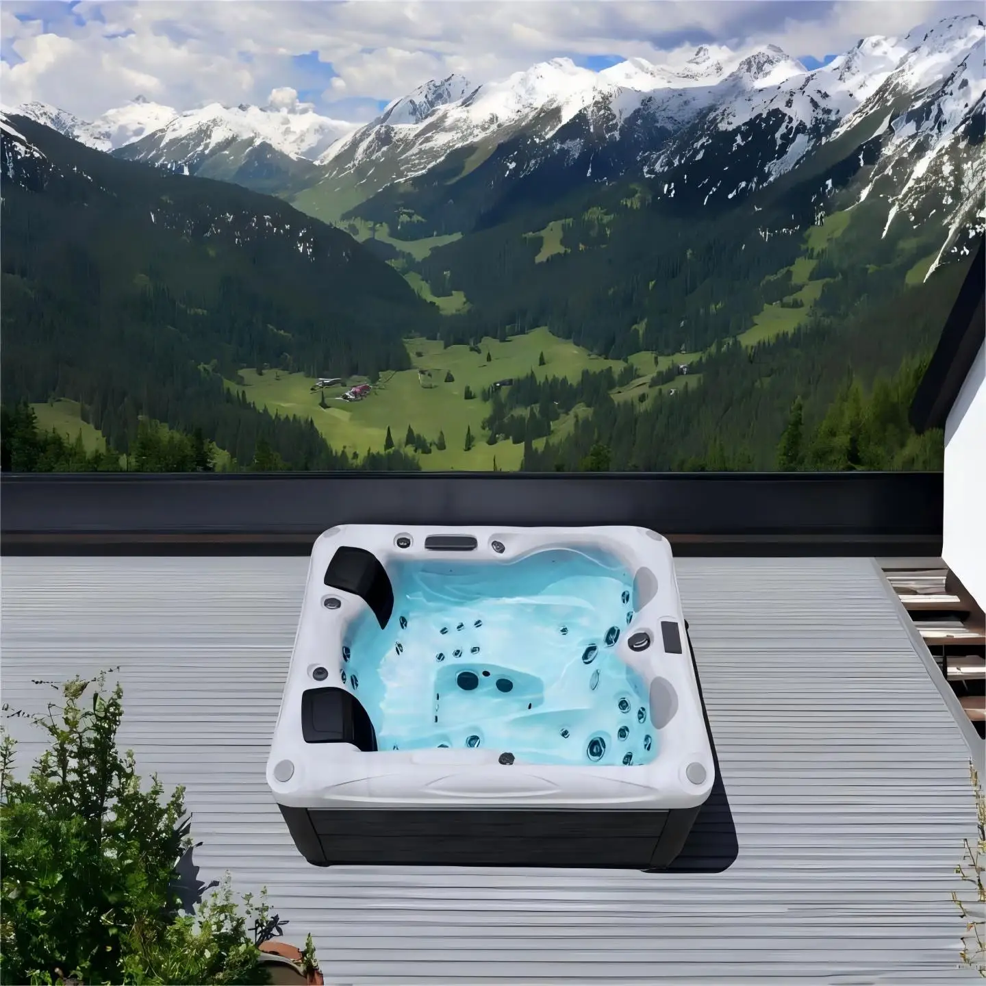 LMM4m hotel outdoor intelligent large heated pool villa hot spring multi-person surfing spa bubble pool